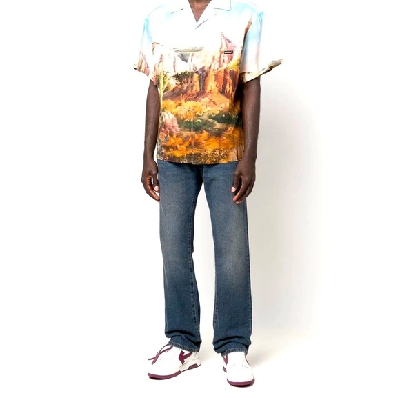 Heron Preston Jeans Mens Relaxed Fit High Rise Logo Denim Straight Leg - Picture 4 of 8